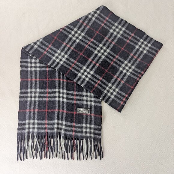 Authentic Burberry Check Lambswool Scarf Blue – Unisex – Used – Winter Essential - Picture 1 of 7